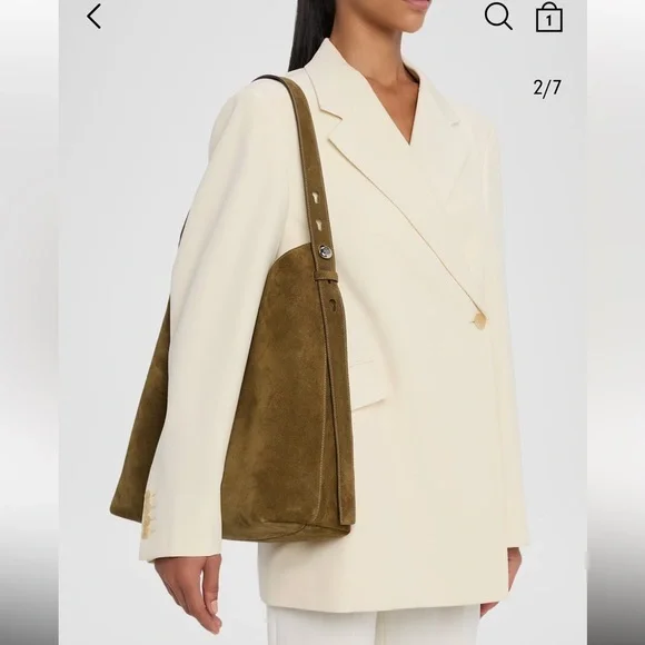 Tory Burch Olive Green Suede Romy Suede Hobo Bag - Picture 3 of 15